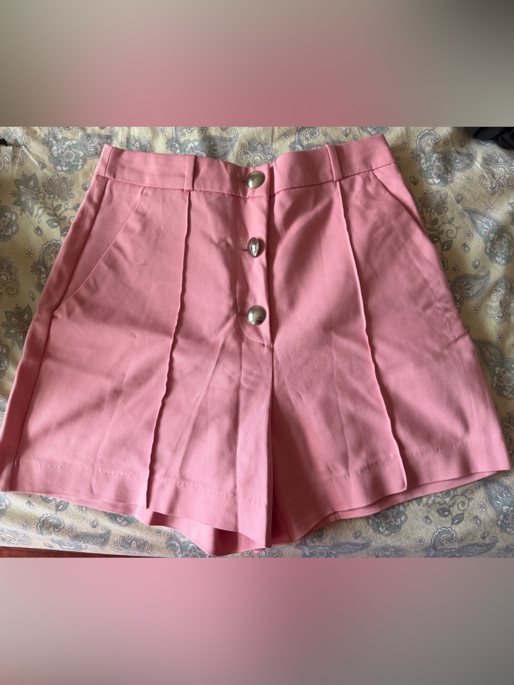 Zara Pink Tiered Skort with Button Front
